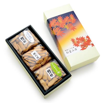 特選網代焼《秋：新潟紅葉の名所”松雲山荘”の装い》3種食べくらべセット［ミニ］＝2箱〜＝